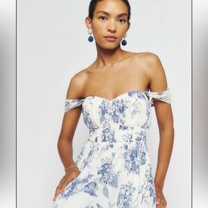 NWT Reformation Jayde Dress in Lupine Blue and white size 10